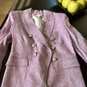 Veronica Beard Purple Linen double-breasted blazer